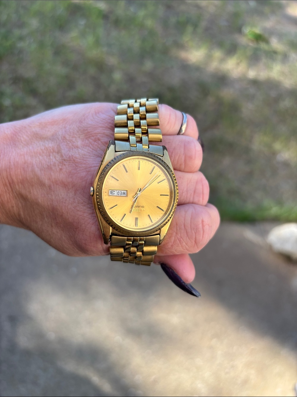 Seiko Gold-Tone Men's Bracelet Watch with Day-Date